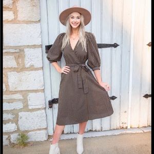 A New Day Plaid Faux Wrap Dress